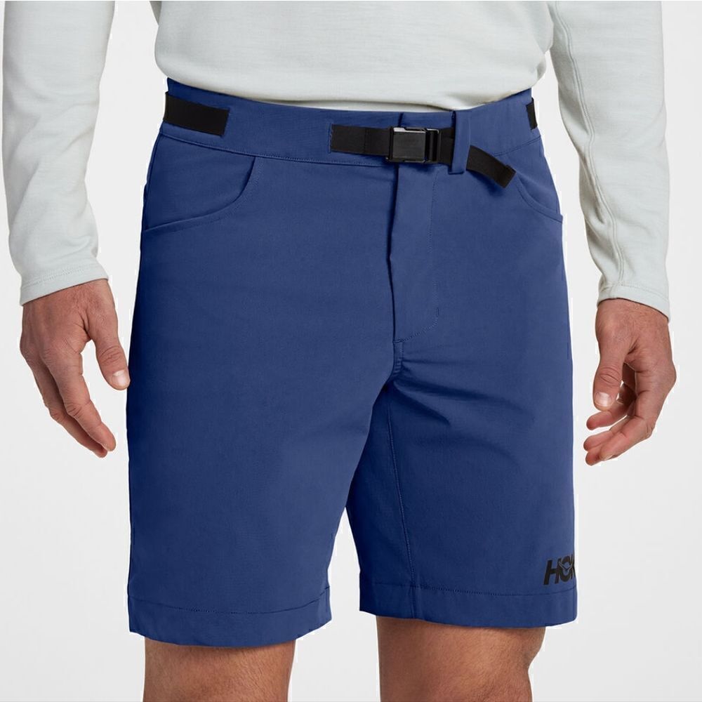 Hoka One Sky Belted Shorts Men's S Navy Blue Black Pockets Stretch 1135026 New